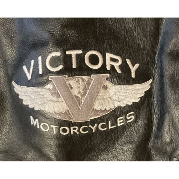 NWT Victory Motorcycles Black Leather Motorcycle Jacket Size L Flight Jacket - Picture 3 of 10